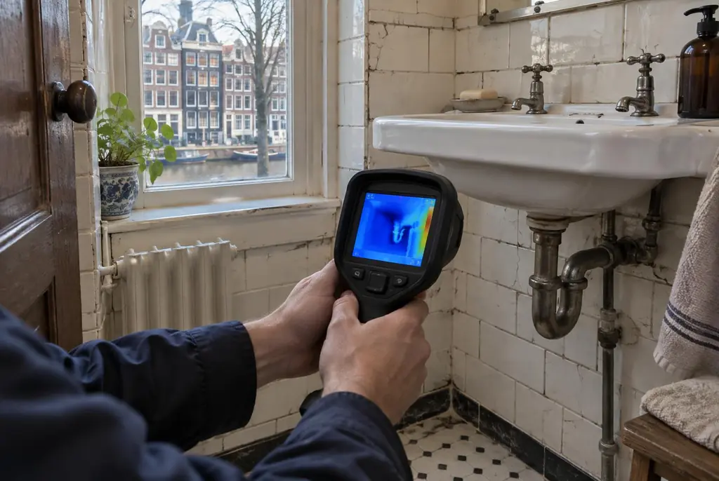 Lekdetectie Benschop – badkamer met oude leidingen achter de tegels