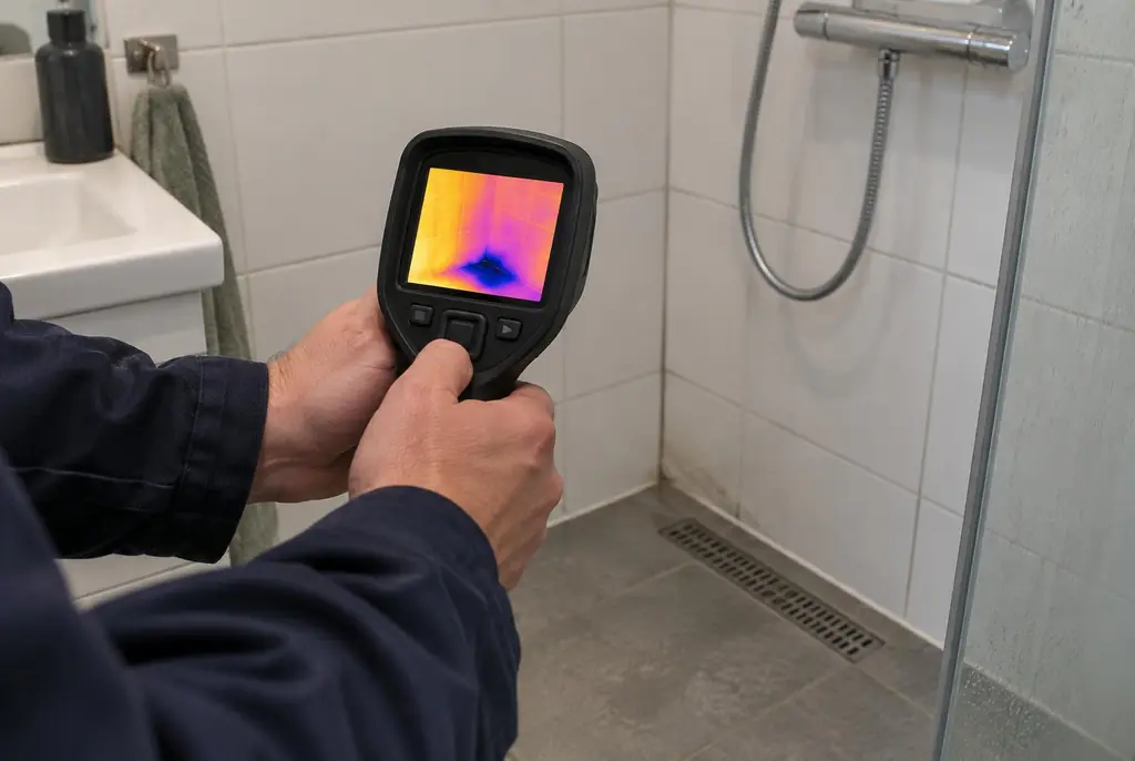 Lekdetectie Benschop – lekdetectiespecialist met warmtebeeldcamera in een badkamer
